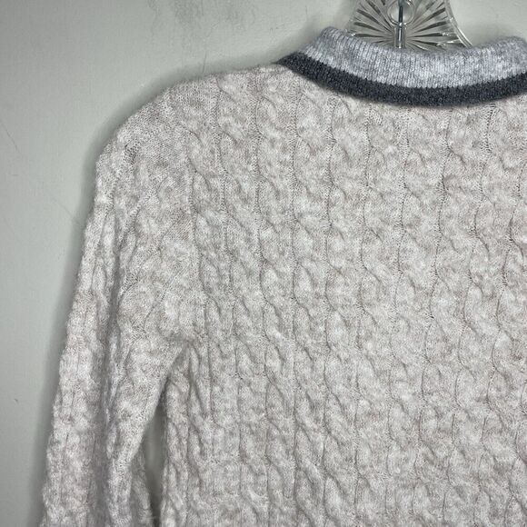 CENTRAL PARK WEST Sweater Women XS Bobbie Polo Pullover Gray Cable Knit Collared - Picture 10 of 15